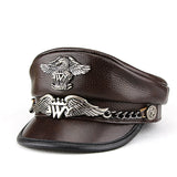 "S&A" Cowhide captain biker retro punk cap