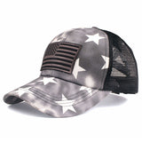 Flag embroidery tie-dye ponytail casual baseball cap