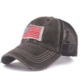 Flag embroidery washed sun visor baseball cap