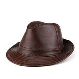 “Jazz” Head layer of real cowhide leather British gentleman jazz bowler hat