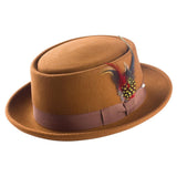Porkpie Oak Hat-Cognac Brown