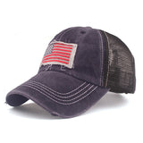 Flag embroidery washed sun visor baseball cap